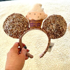 Disney Parks Epcot Food & Wine Festival Cupcake Sequin Ears Headband NEW w/Tags
